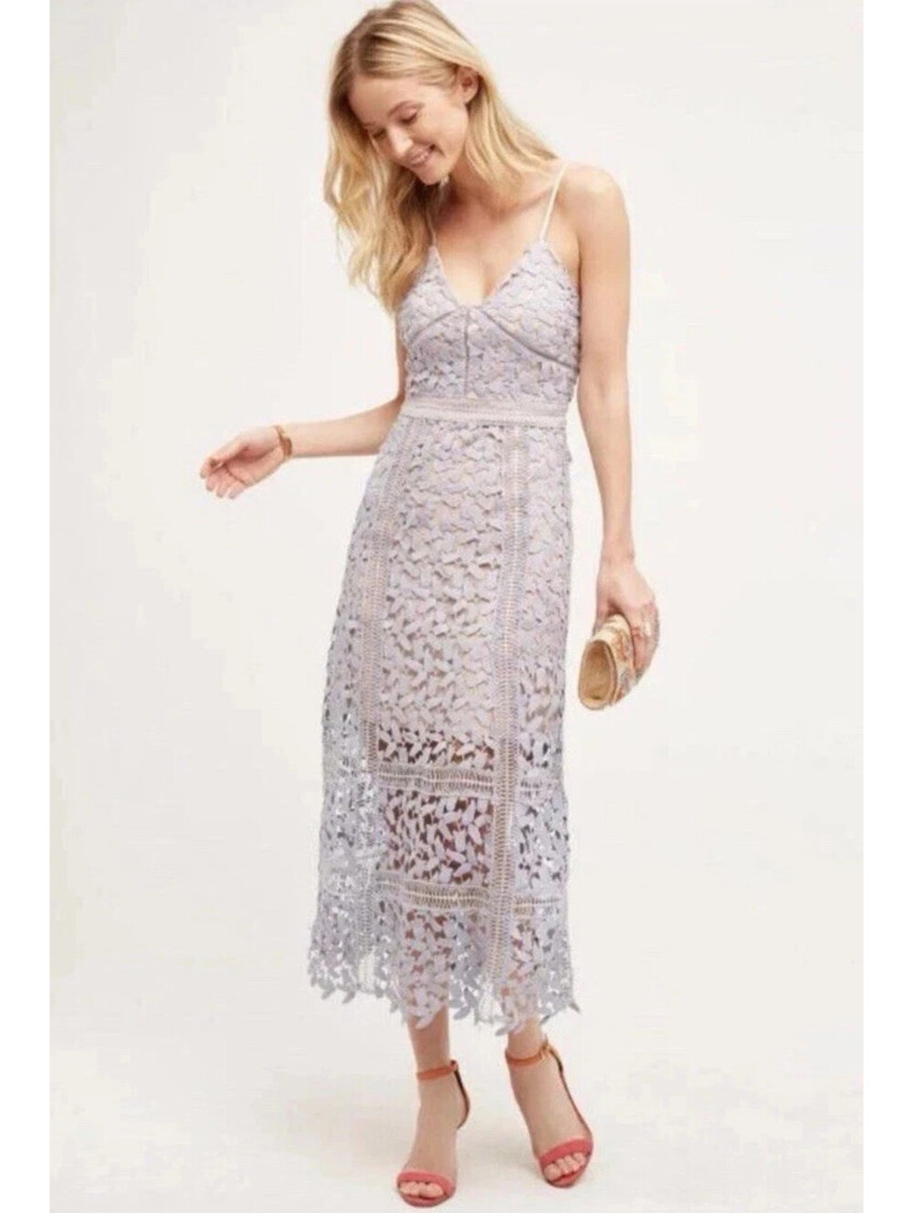 Anthropologie Elliatt Tingle M Blue Lace Dress Sleeveless Cocktail Altered